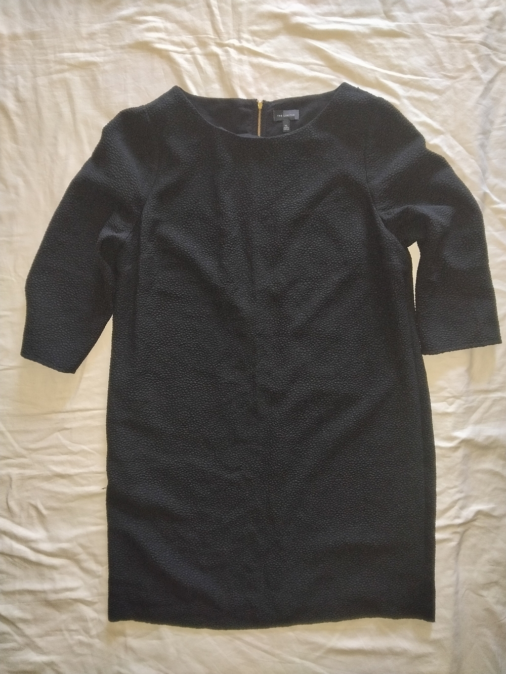 The Limited Black Textured Shift Dress Long Sleeve